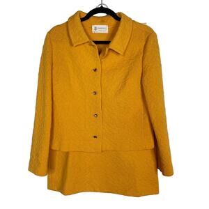 Vintage Kimberly Yellow Size 14 Jacquard Knit Blazer Pencil Skirt Set Union Made
